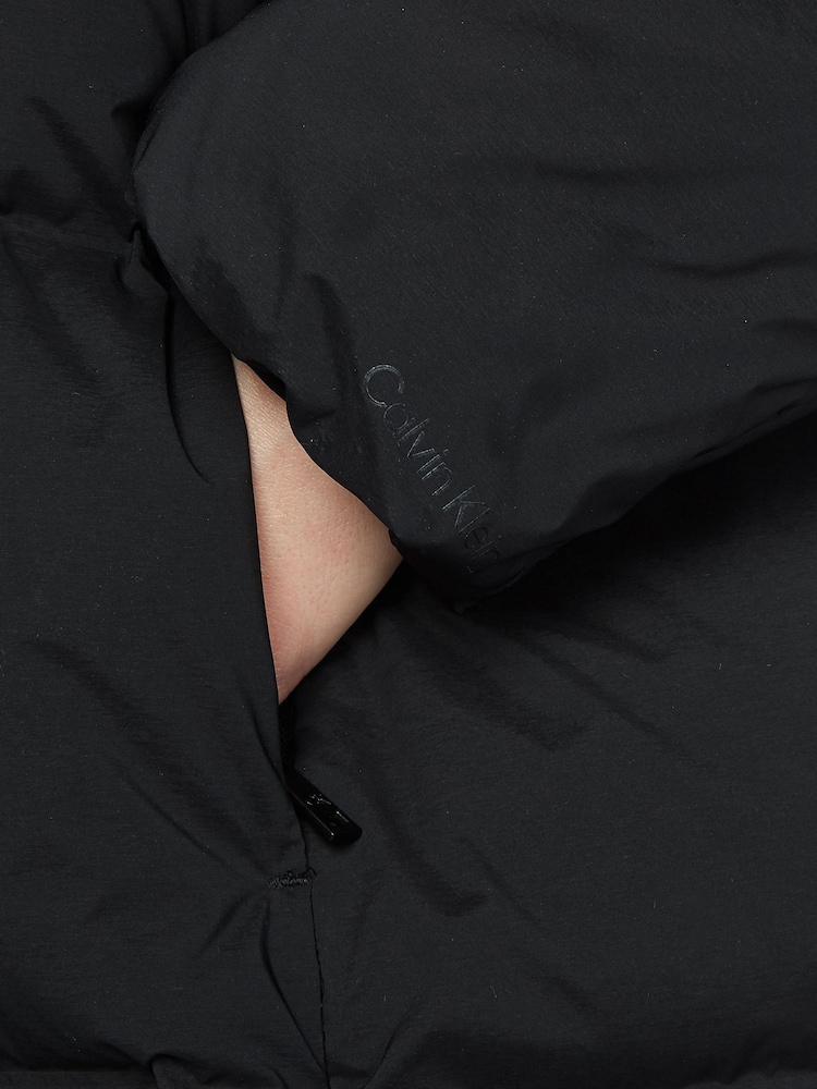 Calvin Klein Black Seamless Lofty Maxi Coat - Image 3 of 4