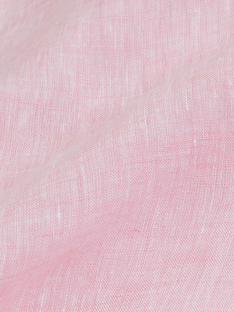 Pink Slim Fit Signature Baird McNutt Irish 100% Linen Trimmed Oxford Shirt - Image 10 of 10