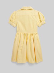 Jaune - Robe chemise Oxford en coton à volants Polo Ralph Lauren fille avec logo - Image 2 de 2
