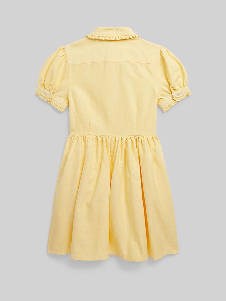 Jaune - Robe chemise Oxford en coton à volants Polo Ralph Lauren fille avec logo - Image 2 de 2