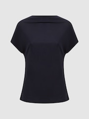 Reiss Navy Poppy High Neck Jersey Top - Image 2 of 6
