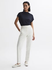 Reiss Navy Poppy High Neck Jersey Top - Image 4 of 6