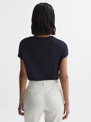 Reiss Navy Poppy High Neck Jersey Top - Image 5 of 6