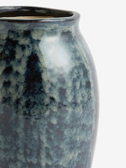 Navy Blue Reactive Ceramic Textured Flower Vase - Image 3 of 7