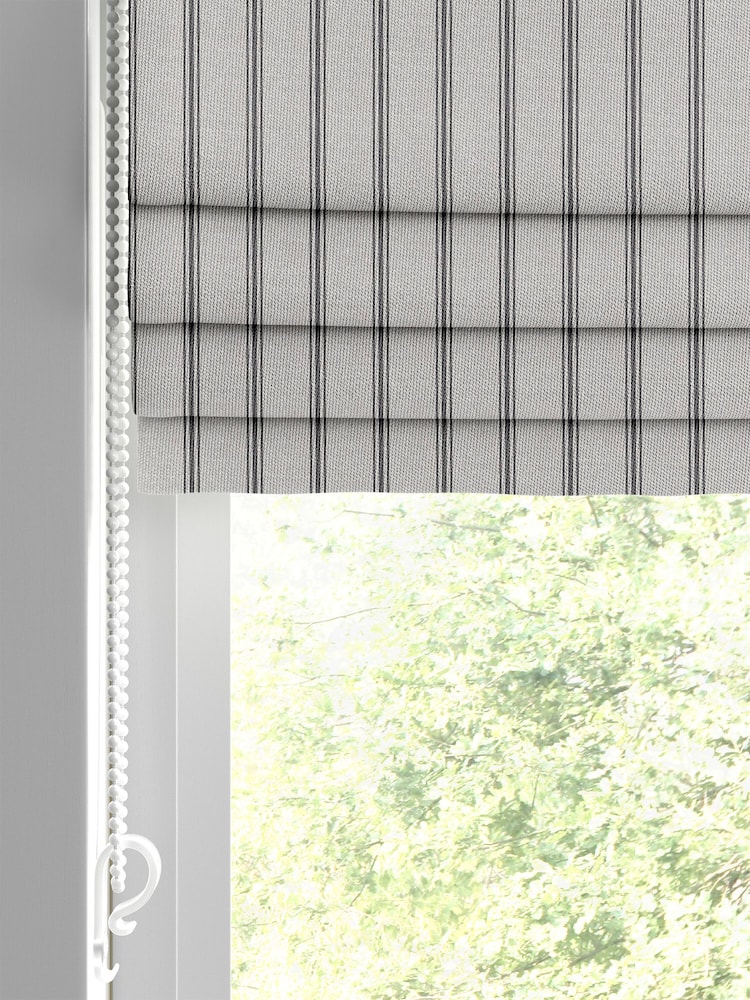 Laura Ashley Grey Burnsall Stripe Made To Measure Roman Blinds - Image 2 of 6