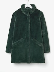 FatFace Green Faye Faux Fur Coat - Image 4 of 4