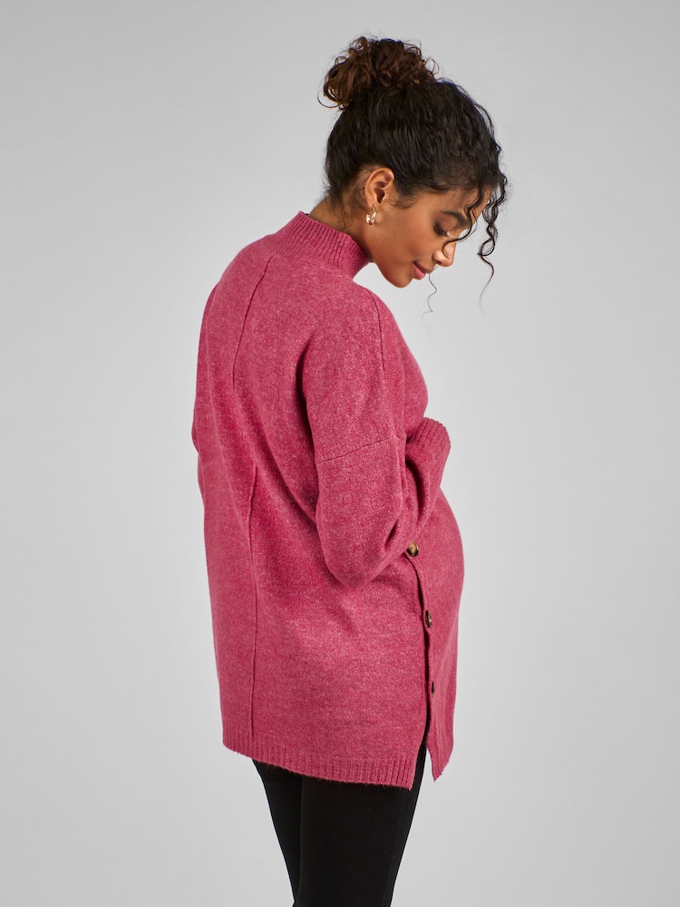 JoJo Maman Bébé Pink Turtle Neck Maternity & Nursing Jumper - Image 2 of 4
