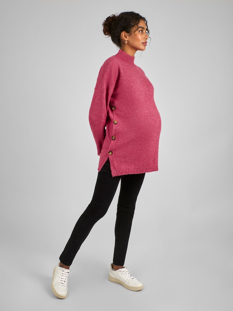 JoJo Maman Bébé Pink Turtle Neck Maternity & Nursing Jumper - Image 3 of 4