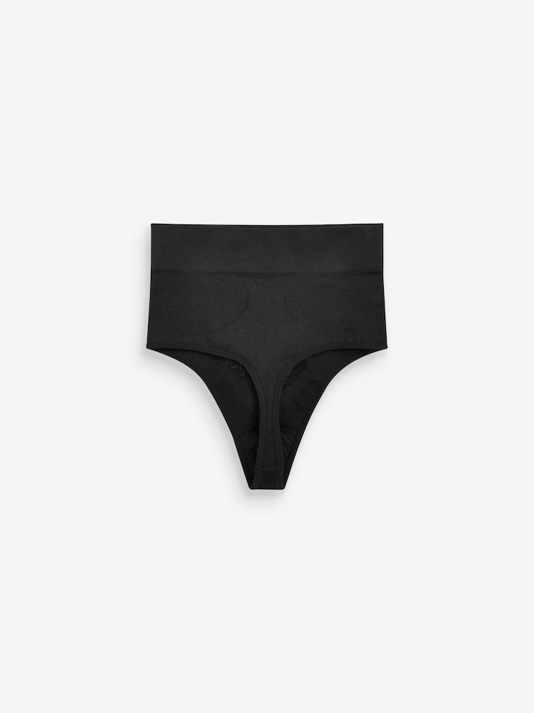 Black High Waist Thong Seamless Firm Tummy Control Shaping Briefs - Image 4 of 4