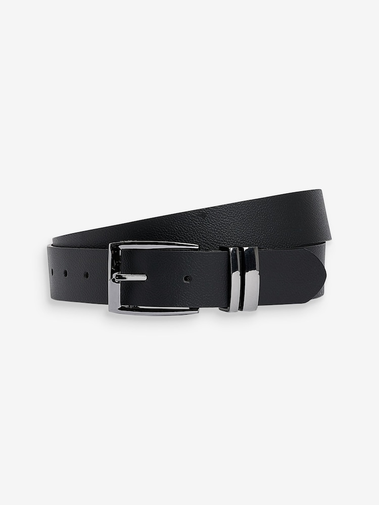 Black Grainy Leather Belt - Image 2 of 4