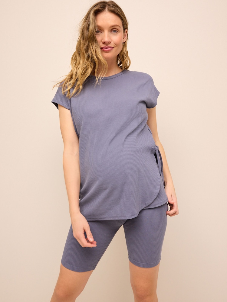 Blue Maternity Cycling Shorts - Image 1 of 8
