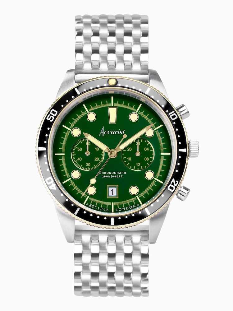 Accurist Dive Mens Silver Tone Stainless Steel Bracelet Chronograph Watch - Image 1 of 6
