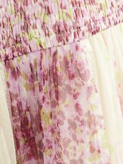 Pink/ Ecru White Floral Print Mesh Strappy Midi Dress (3-16yrs) - Image 7 of 7