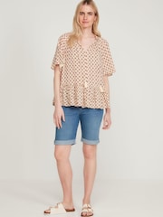 M&Co Natural Aztec Print Drop Hem Top - Image 3 of 4
