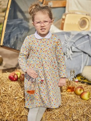 JoJo Maman Bébé Russet Orange Apple Floral Peter Pan Dress - Image 1 of 3