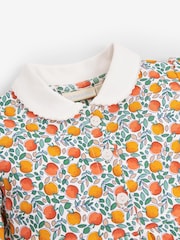 JoJo Maman Bébé Russet Orange Apple Floral Peter Pan Dress - Image 3 of 3