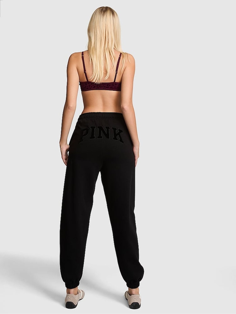 Victoria's Secret PINK Black Cuffed Fleece Joggers - Image 2 of 2 Victoria's Secret PINK Black Cuffed Fleece Joggers - Image 2 of 2