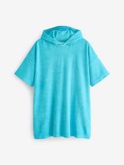 Aqua Blue Oversized Hooded Towelling Cover-Up - Image 3 of 4
