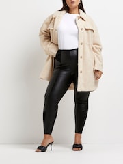 River Island Black Curve PU Ponte Leggings - Image 3 of 4