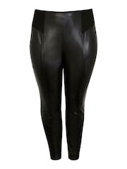 River Island Black Curve PU Ponte Leggings - Image 4 of 4
