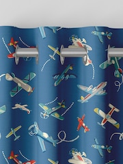 Cath Kidston Mid Blue Kids Planes Made To Measure 100% Cotton Curtains - Image 7 of 9