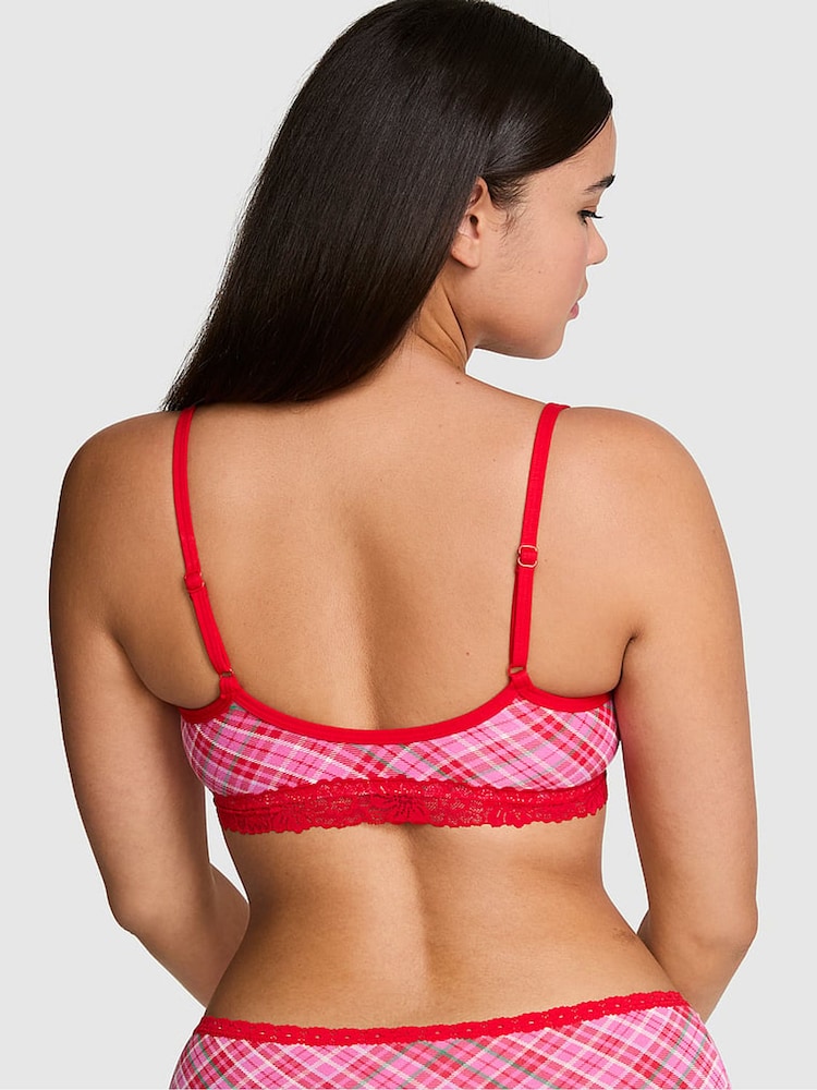Victoria's Secret Pink Pink and Red Tartan Scoop Cotton Lace Trim Bralette - Image 2 of 2