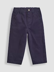 JoJo Maman Bébé Navy Jersey Lined Twill Trousers - Image 1 of 6