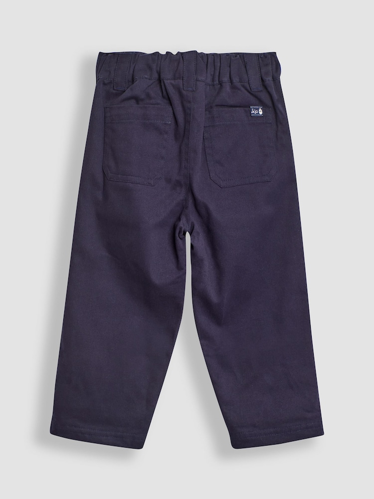 JoJo Maman Bébé Navy Jersey Lined Twill Trousers - Image 2 of 6