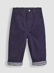 JoJo Maman Bébé Navy Jersey Lined Twill Trousers - Image 3 of 6