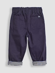 JoJo Maman Bébé Navy Jersey Lined Twill Trousers - Image 4 of 6