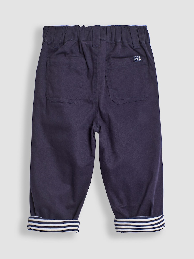 JoJo Maman Bébé Navy Jersey Lined Twill Trousers - Image 4 of 6