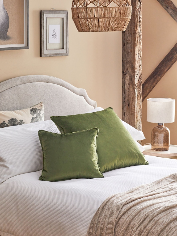 Olive Green 43 x 43cm Matte Velvet Cushion - Image 2 of 6