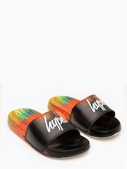 Hype. Unisex Red Multi Drip Script Sliders - Image 3 of 6