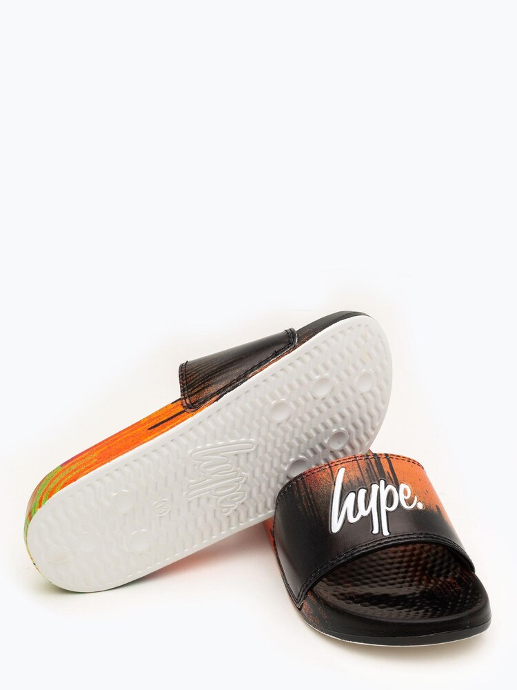Hype. Unisex Red Multi Drip Script Sliders - Image 5 of 6