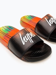 Hype. Unisex Red Multi Drip Script Sliders - Image 6 of 6