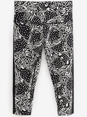 Black/White Strawberry Print Next Active Sports Sculpting Capri Leggings - Image 4 of 4