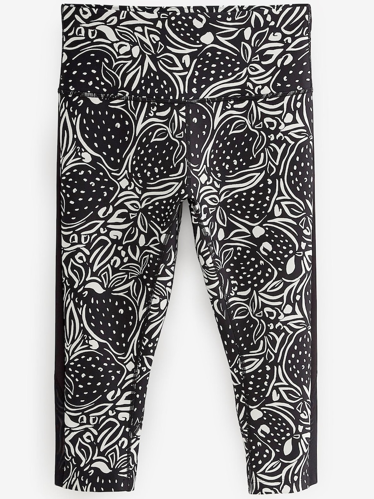 Black/White Strawberry Print Next Active Sports Sculpting Capri Leggings - Image 4 of 4