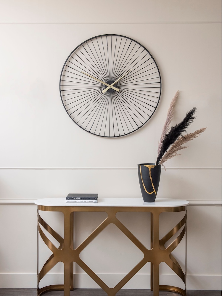 Libra Interiors Black Spoke Wall Clock - Image 1 of 4