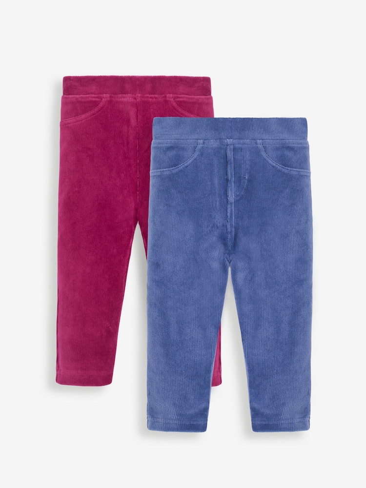 Bessenroze en indigoblauw - JoJo Maman Bébé 2-Pack Jersey Cord Leggings - Image 5 of 7