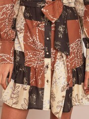 Chocolate Brown Tie Waisted Mini Dress - Image 5 of 6