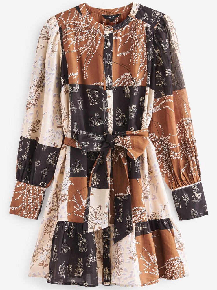 Chocolate Brown Tie Waisted Mini Dress - Image 6 of 6