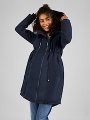 JoJo Maman Bébé Navy Blue 2-in-1 Padded Maternity Parka - Image 3 of 6