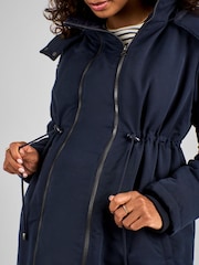 JoJo Maman Bébé Navy Blue 2-in-1 Padded Maternity Parka - Image 5 of 6