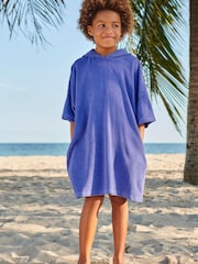 Blue Oversized Hooded Towelling Cover-Up - Image 1 of 6