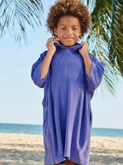 Blue Oversized Hooded Towelling Cover-Up - Image 2 of 6
