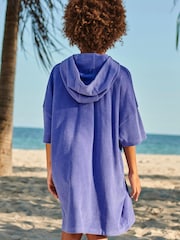 Blue Oversized Hooded Towelling Cover-Up - Image 4 of 6