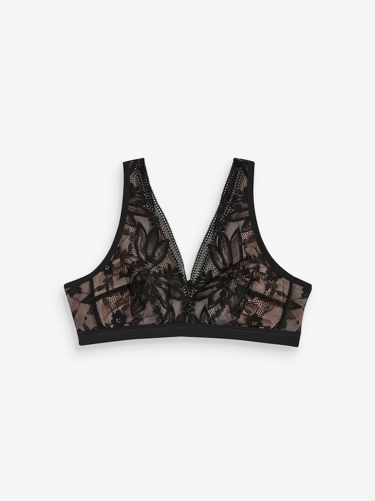 Black B-H Lace Total Support Non Pad Non Wire Ultimate Comfort Bra - Image 7 of 7 Black B-H Lace Total Support Non Pad Non Wire Ultimate Comfort Bra - Image 7 of 7
