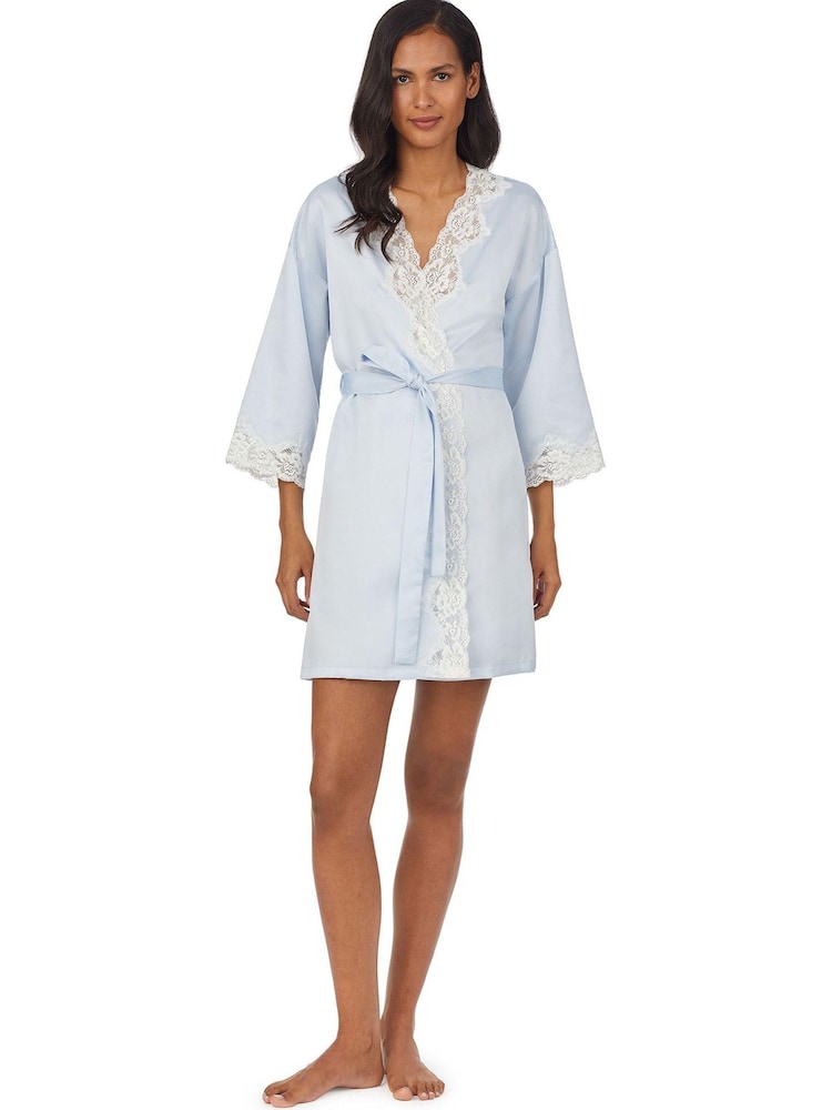 Lauren Ralph Lauren Satin Lace Kimono Robe Dressing Gown - Image 1 of 4