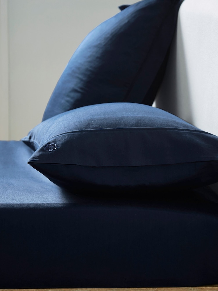 Ted Baker Blue Silky Smooth Plain Dye 100% Cotton Fitted Sheet - Image 1 of 2