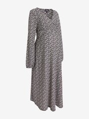 Black/White Maternity/Nursing Floral Wrap Dress - Image 6 of 7